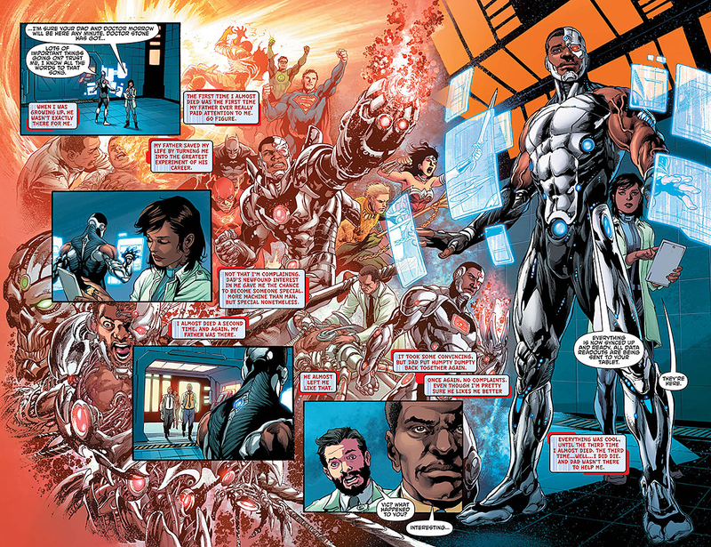 Ivan Reis, Joe Prado, and Adriano Lucas’ art from this week’s Cyborg #1